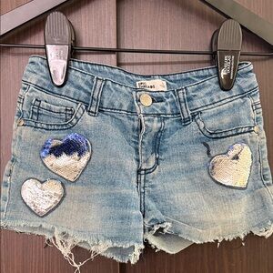 Epic Threads Blue Denim Shorts with Sequin Hearts
